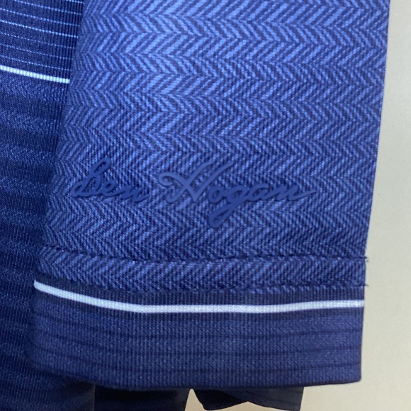 Ben Hogan Performance Golf Polo Shirt 2XL Blue Striped 30% Recycled Polyester‎ - Picture 6 of 11